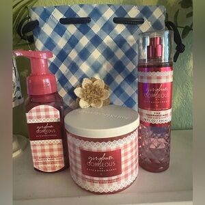 NEW BBW FREE TOTE WITH (3) PC GINGHAM GORGEOUS BUNDLE 🌸🌸🌸🌸🌸🌸🌸